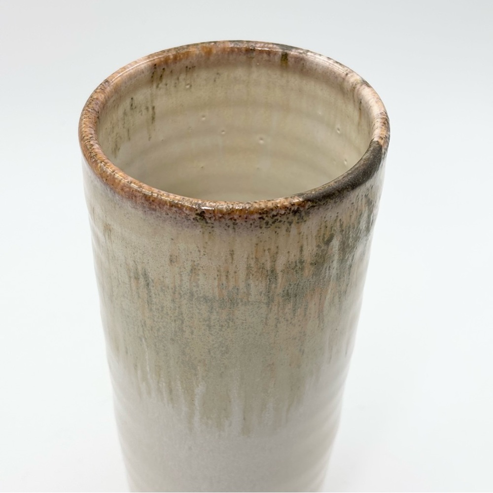 All Pigeon River Pottery Handcrafted Artisan Ceramic‎ Vase in Cream and Brown - Picture 3 of 11